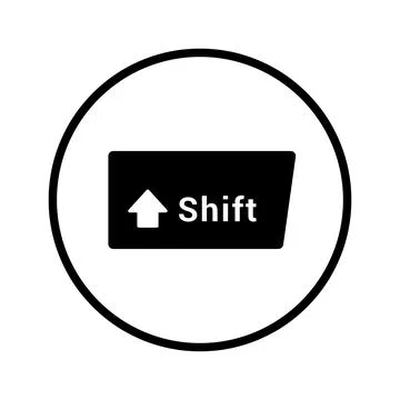 Butten, key, shift icon. Black vector graphics. Stock Illustration