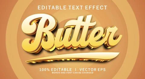 Butter 3d vector text effect with modern style design Stock Illustration