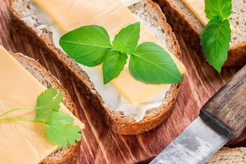 Butter and bread for breakfast. Stock Photos