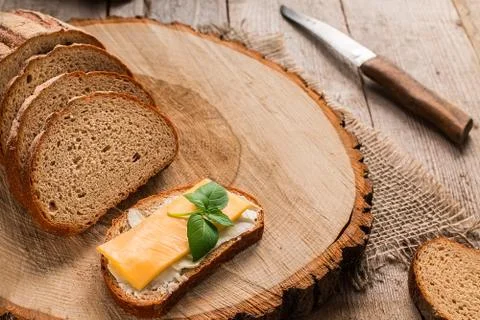 Butter and bread for breakfast. Stock Photos