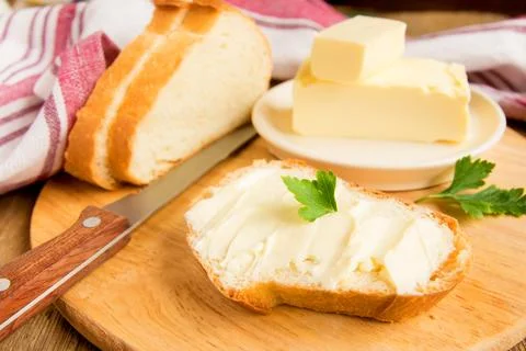 Butter and bread Stock Photos