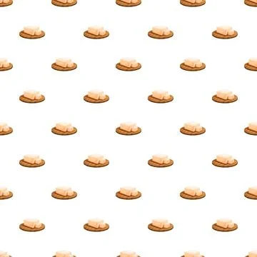 Butter blocks on crackers creating seamless pattern Stock Illustration