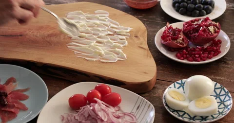 Butter board preparing close up Stock Footage 302587071