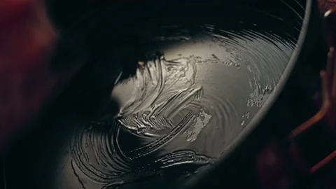 Butter the bowl. Preparing process of Crustless New York Cheesecake. Taste Stock Footage 232218772
