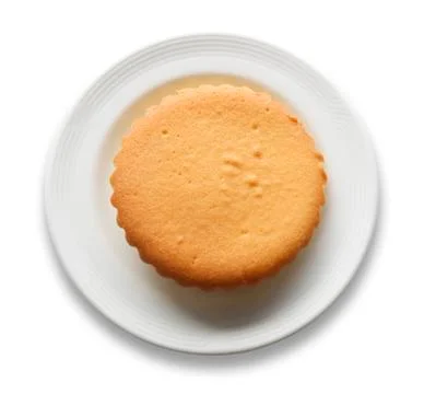 Butter cake on white plate Stock Photos
