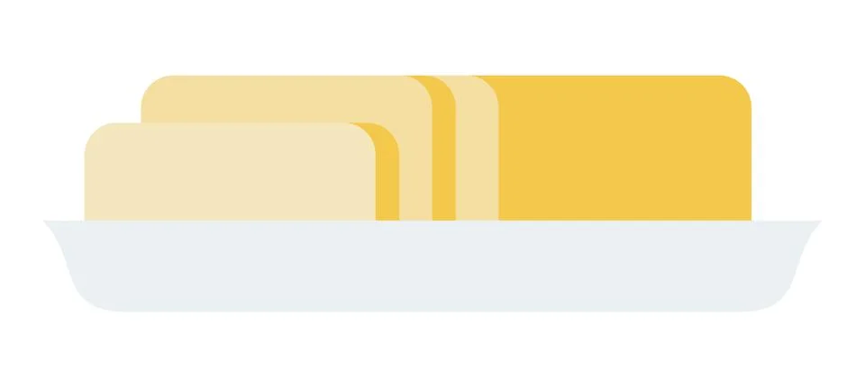 Butter in a ceramic plate vector flat isolated Stock Illustration