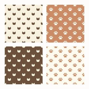 Butter cocoa cats seamless pattern set minimal cute repeat background Illustrazione stock
