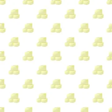 Butter cubes repeating pattern on white background Stock Illustration