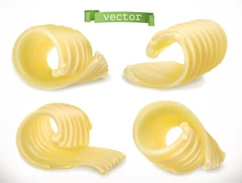 Butter. Curl. 3d realistic vector icon Stock Illustration