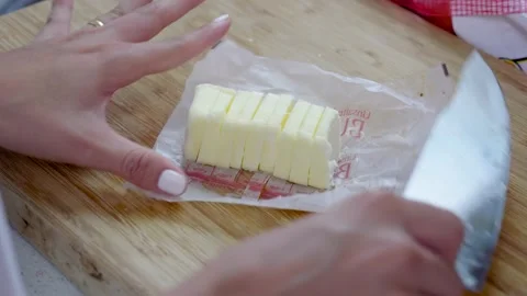 Butter Cut Into Cubes Stock Footage 139232658