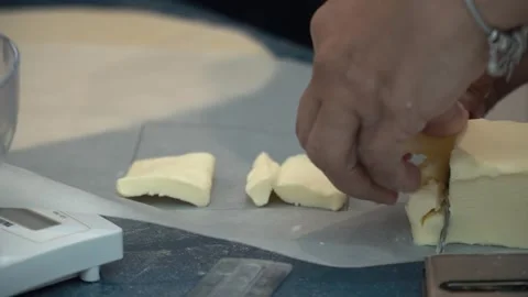 Butter Cutting Preparation Stock Footage 317472583
