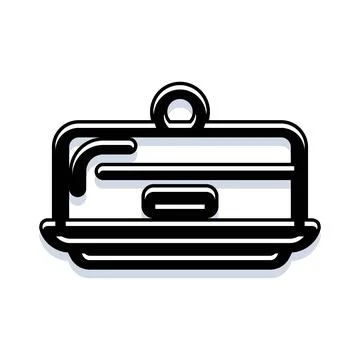 Butter dish kitchenware outline storing dairy product icon Stock Illustration