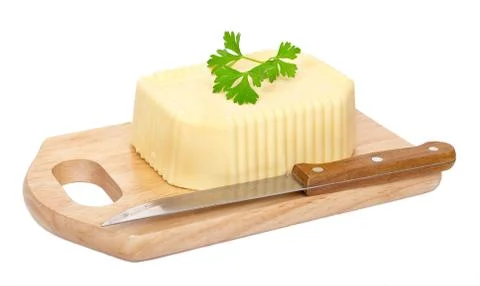 Butter with knife Stock Photos