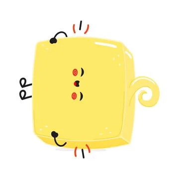 Butter laughs character. Vector hand drawn cartoon kawaii character illustr.. Illustrazione stock