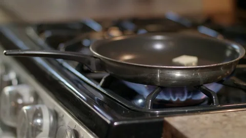 Butter Melting in Pan Stock-Footage 81253813