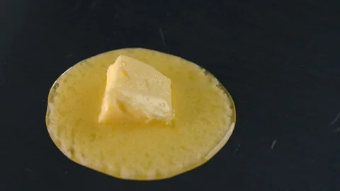 Butter melts in slow motion, making the choux pastry, milk products, food video Stock Footage 118807699