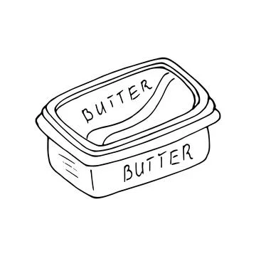 Butter or margarine in a plastic square container. Diary product. Food vect.. Stock Illustration