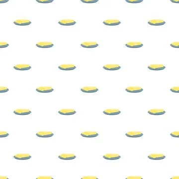 Butter pieces on plate seamless pattern illustration background Stock Illustration