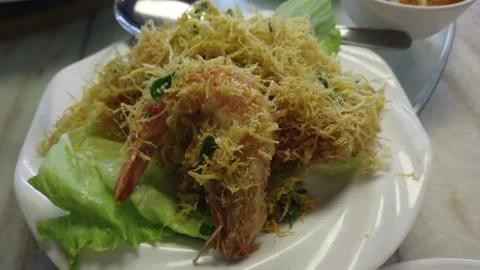 Butter Prawn meal Stock Footage 145935616