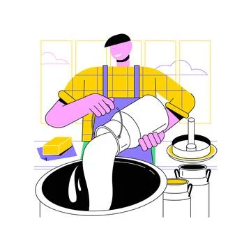 Butter production isolated cartoon vector illustrations. Stock Illustration