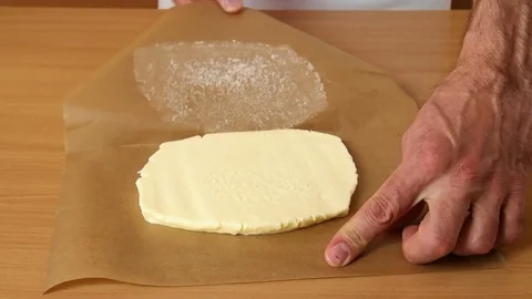 Butter is ready to be make pastry. Making Puff Pastry Series. Stock Footage 77222624