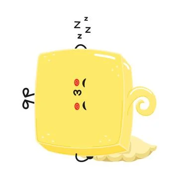 Butter sleeping character. Vector hand drawn cartoon kawaii character illus.. Stock Illustration