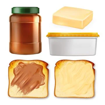 Butter Spread On Toast And Package Set Vector イラスト素材
