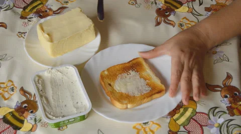 Butter Spread On Toast Stock Footage 63457410