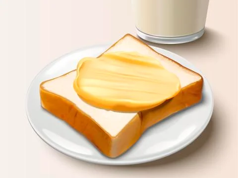 Butter spreading on bread Stock Illustration