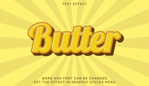 Butter text effect template in 3d design Illustration