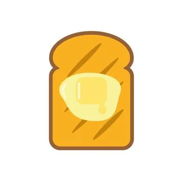 Butter on toast flat icon bread slice 스톡 일러스트