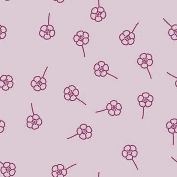 Buttercup blossom spring line vector seamless pattern 스톡 일러스트