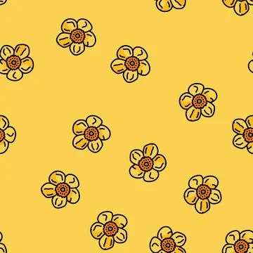 Buttercup blossom spring vector seamless pattern Illustrazione stock