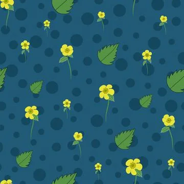 Buttercup flowers seamless vector pattern design background Stock Illustration