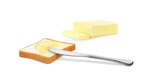 Buttered bread on a white background. vector illustration Foto stock