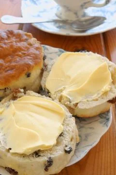 Buttered fruit scones Stock Photos