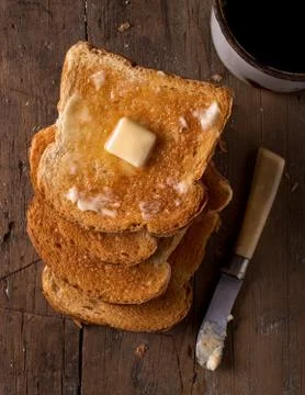 Buttered toast Stock Photos