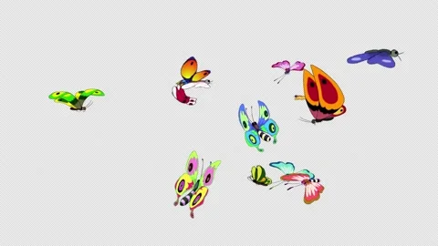 Butterflies 4K alpha mate Stock Footage 154526901