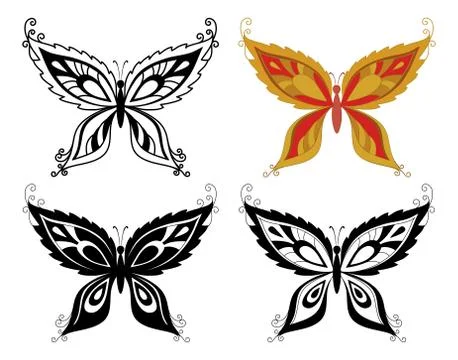 Butterflies with abstract pattern Stock Illustration
