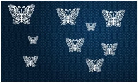 Butterflies on blue abstract background Stock Illustration