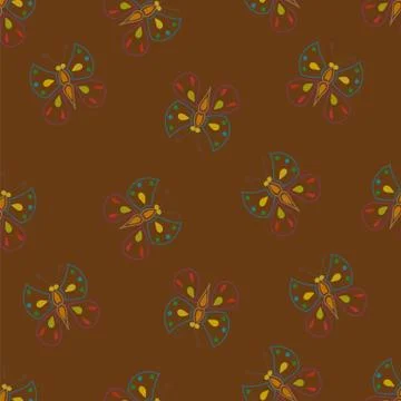 Butterflies on brown Stock Illustration