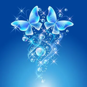 Butterflies with bubbles Stock Illustration