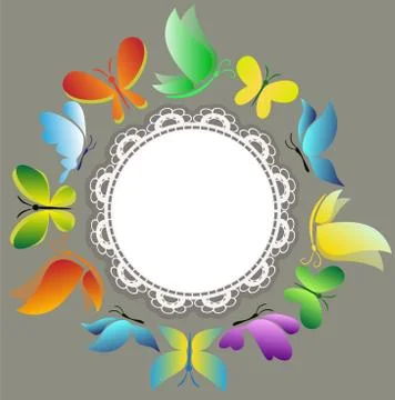 Butterflies in the circle Stock Illustration