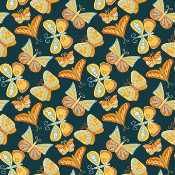 Butterflies collection seamless pattern vector illustration Illustrazione stock