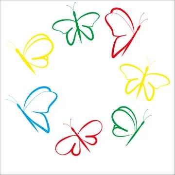 Butterflies colored flying Stock Illustration