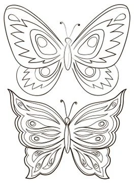 Butterflies, contours Illustrazione stock
