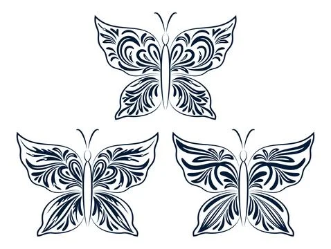 Butterflies Contours Stock Illustration