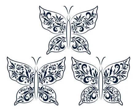 Butterflies Contours Stock Illustration