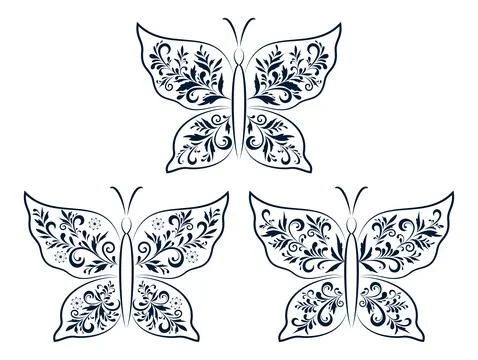 Butterflies Contours Stock Illustration