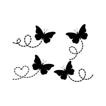 Butterflies with Dotted Flight Paths. Vector icon. イラスト素材